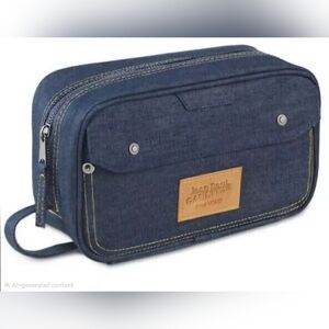 Unisex Toiletry Travel Designer Bag Denim Zip Up Washable JPG